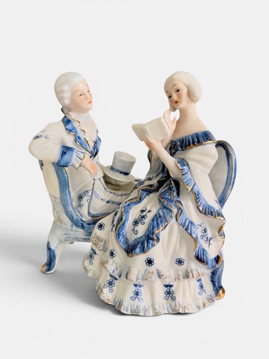Other - Norleans Vintage Porcelain Blue and White Victorian Couple Figurine